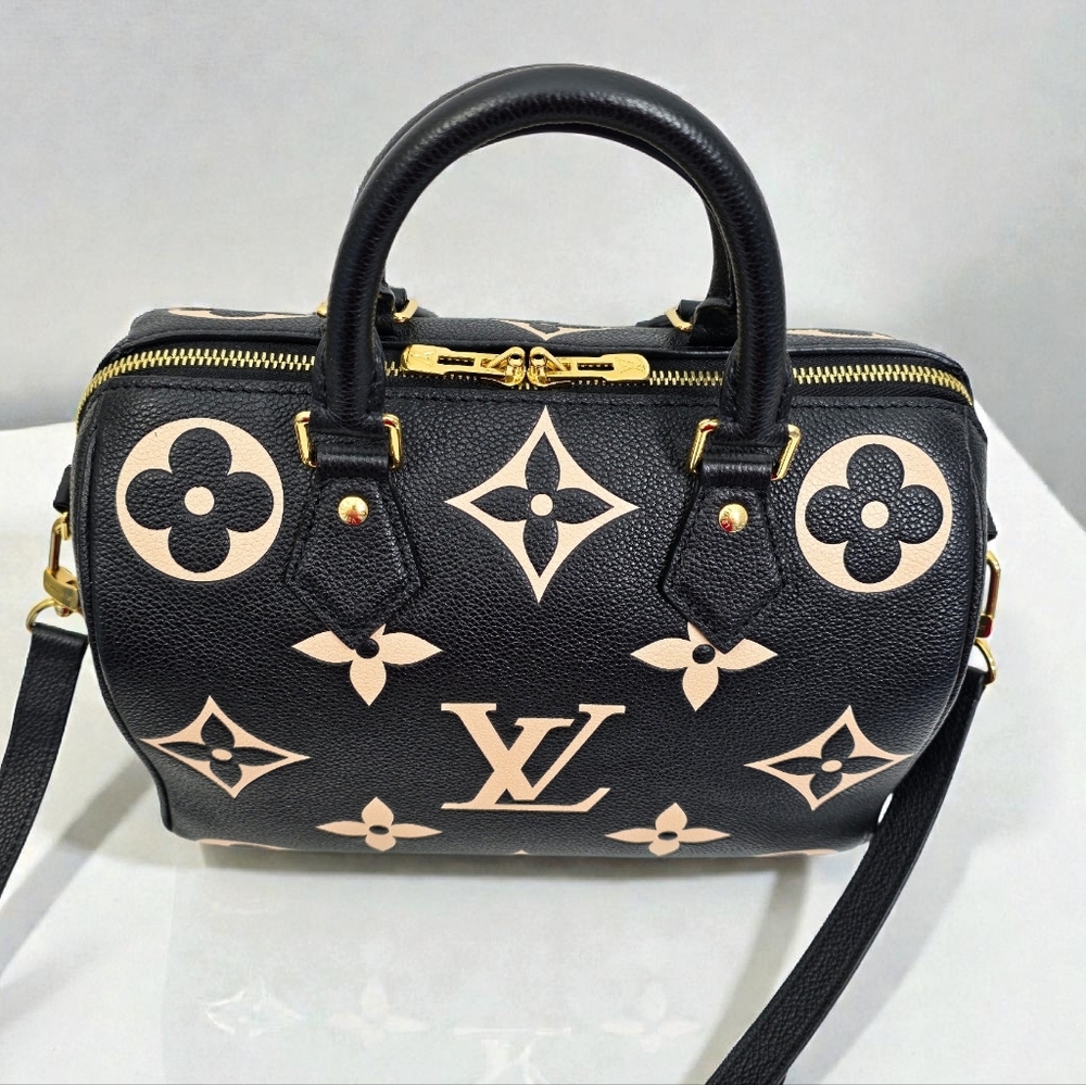 Louis Vuitton Speedy Bandouliere 25 Bicolor Empreinte Black Crossbody Bag - Picture 13 of 17